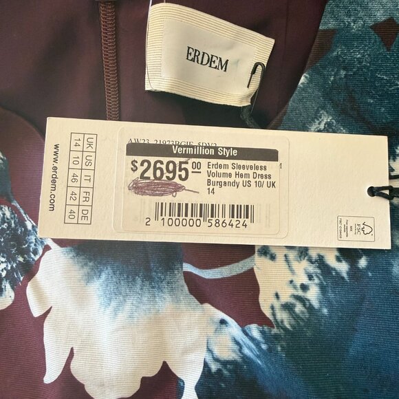 Erdem Floral cotton faille midi dress Size M NEW - Picture 12 of 12